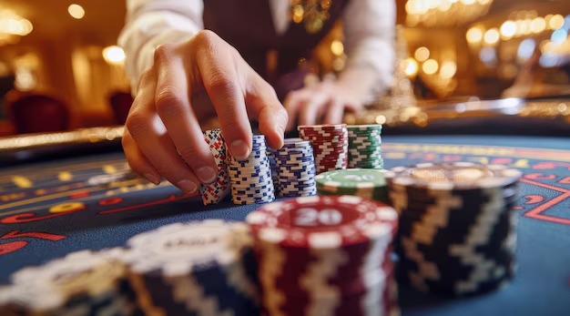 Teen Patti game in progress at lima togel Live Draw studio with dealer and player cards visible